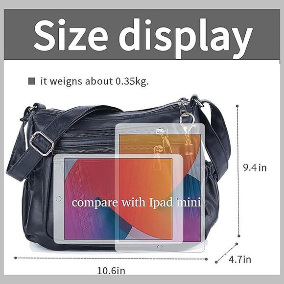 Crossbody Bags For Women Pocketbooks Soft PU Leather Purses Blue - Picture 4 of 7